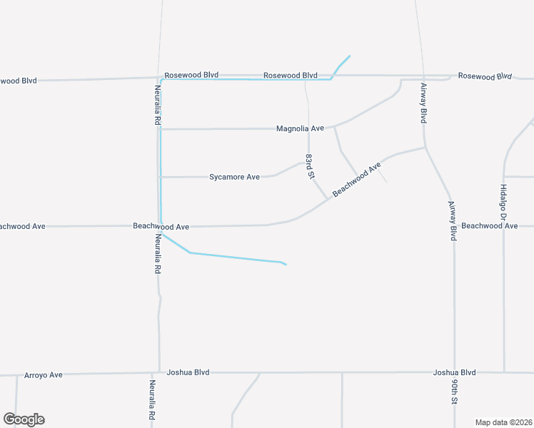 map of restaurants, bars, coffee shops, grocery stores, and more near Beachwood Avenue in California City
