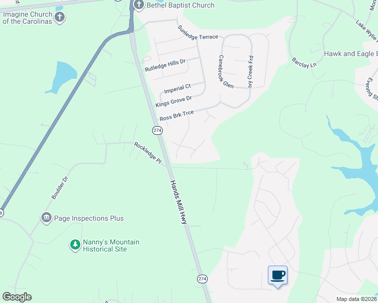 map of restaurants, bars, coffee shops, grocery stores, and more near 737 Rocky Grove Glen in York