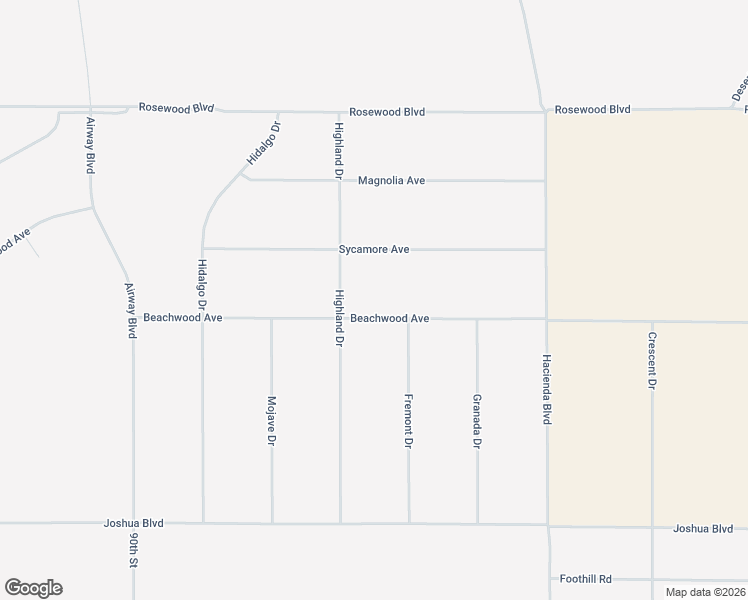 map of restaurants, bars, coffee shops, grocery stores, and more near 9575 Beachwood Avenue in California City