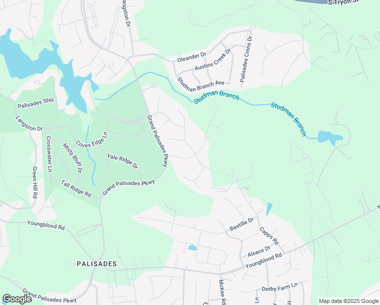 map of restaurants, bars, coffee shops, grocery stores, and more near 14718 Grand Palisades Parkway in Charlotte