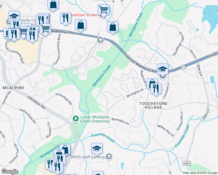 map of restaurants, bars, coffee shops, grocery stores, and more near in Charlotte
