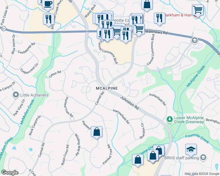 map of restaurants, bars, coffee shops, grocery stores, and more near in Charlotte