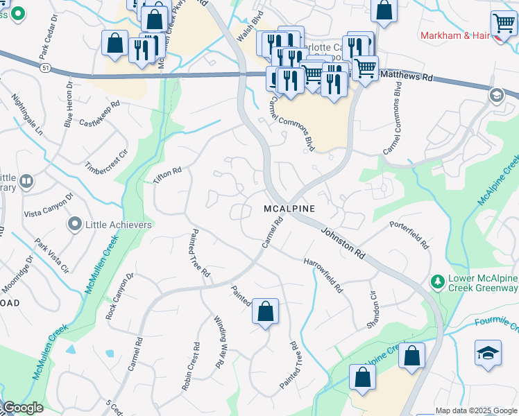 map of restaurants, bars, coffee shops, grocery stores, and more near 11153 Harrowfield Road in Charlotte