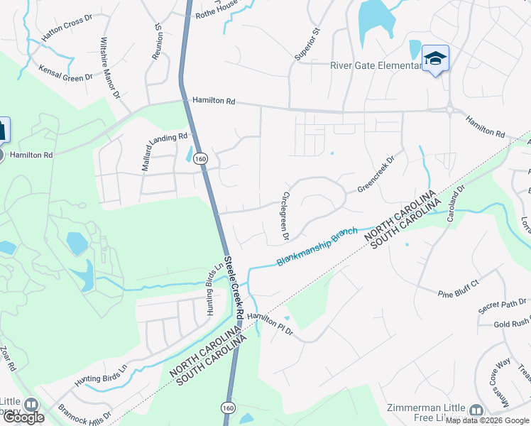 map of restaurants, bars, coffee shops, grocery stores, and more near 13043 Hamilton Green Drive in Charlotte