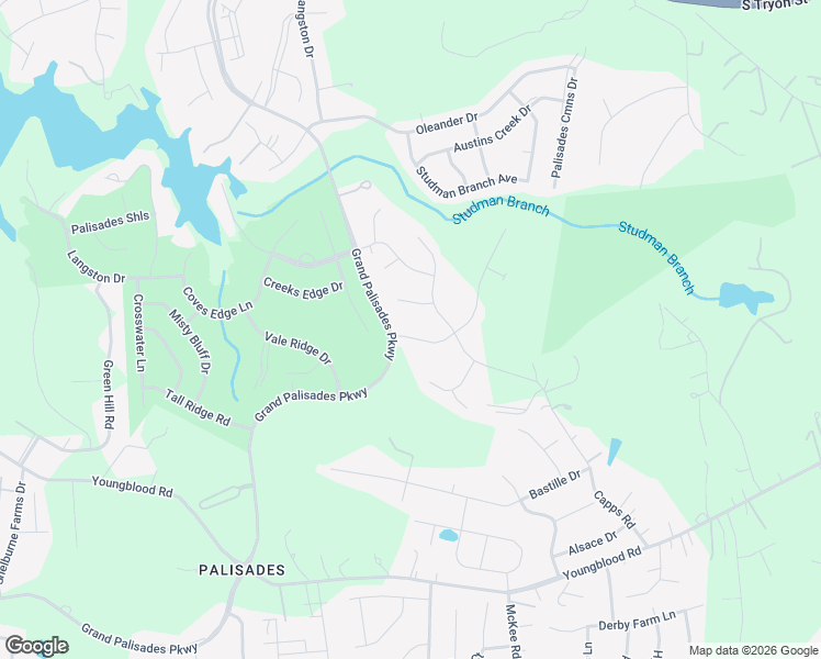 map of restaurants, bars, coffee shops, grocery stores, and more near 14718 Grand Palisades Parkway in Charlotte