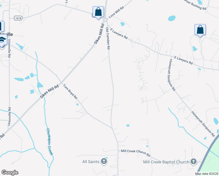 map of restaurants, bars, coffee shops, grocery stores, and more near 4203 Old Camden Road in Unionville