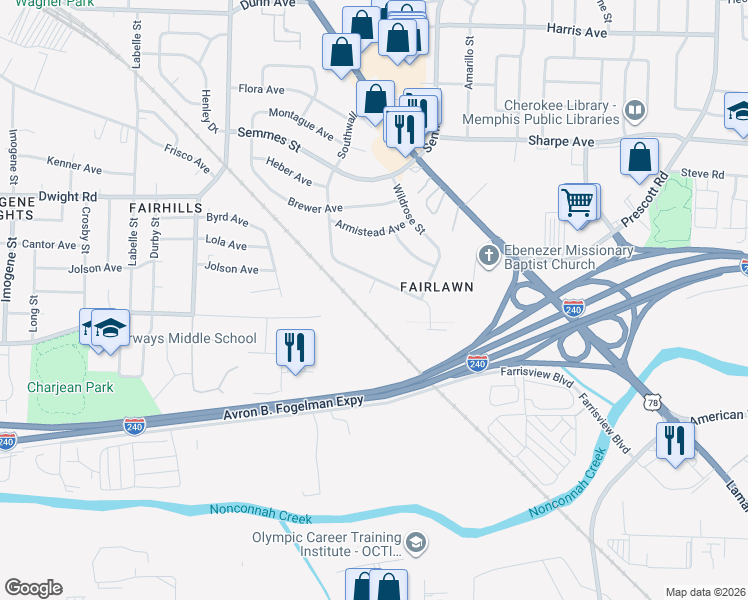 map of restaurants, bars, coffee shops, grocery stores, and more near 2957 Southwall Cove in Memphis