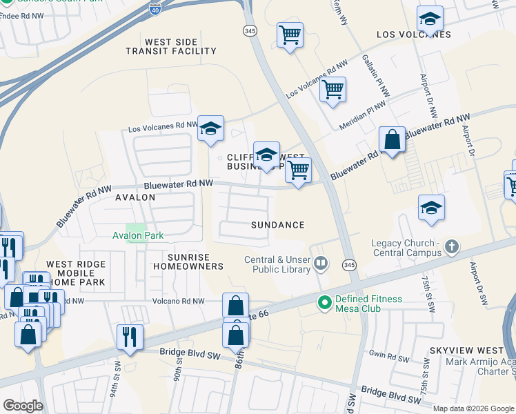map of restaurants, bars, coffee shops, grocery stores, and more near 8701 Sonoma Avenue Northwest in Albuquerque