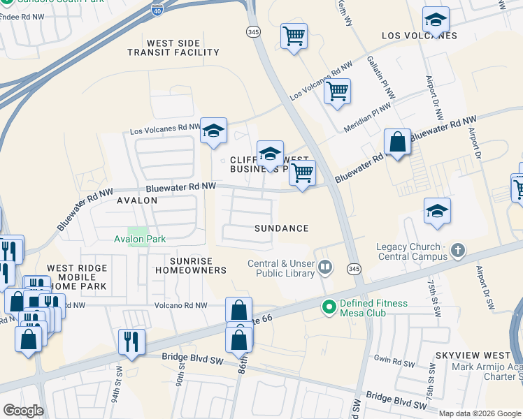 map of restaurants, bars, coffee shops, grocery stores, and more near 8701 Sonoma Avenue Northwest in Albuquerque