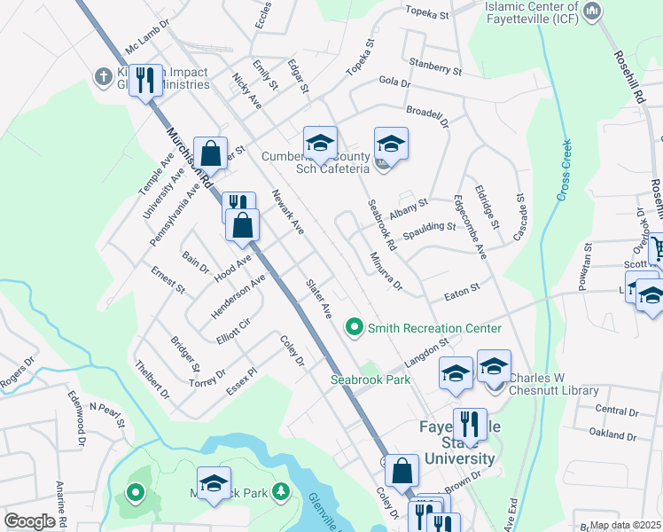 map of restaurants, bars, coffee shops, grocery stores, and more near 701 State Avenue in Fayetteville