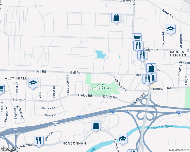 map of restaurants, bars, coffee shops, grocery stores, and more near 2364 North Orchid Drive in Memphis