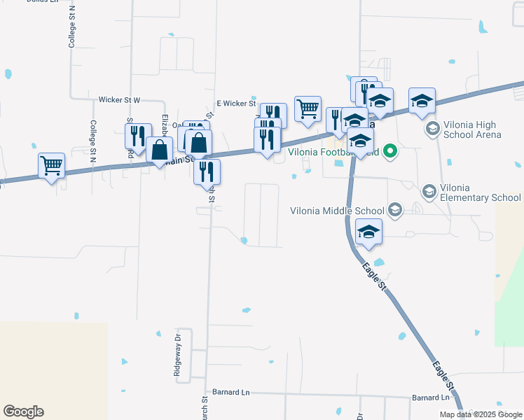 map of restaurants, bars, coffee shops, grocery stores, and more near in Vilonia