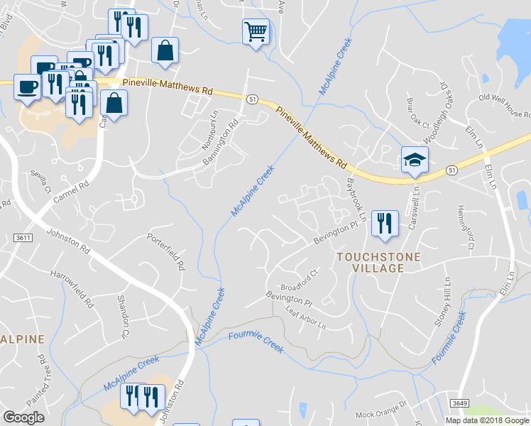 map of restaurants, bars, coffee shops, grocery stores, and more near in Charlotte