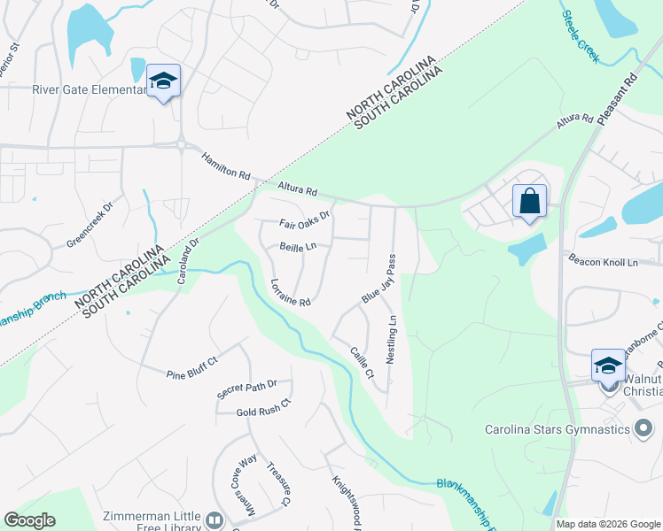 map of restaurants, bars, coffee shops, grocery stores, and more near 954 Laurel Meadow Drive in Fort Mill