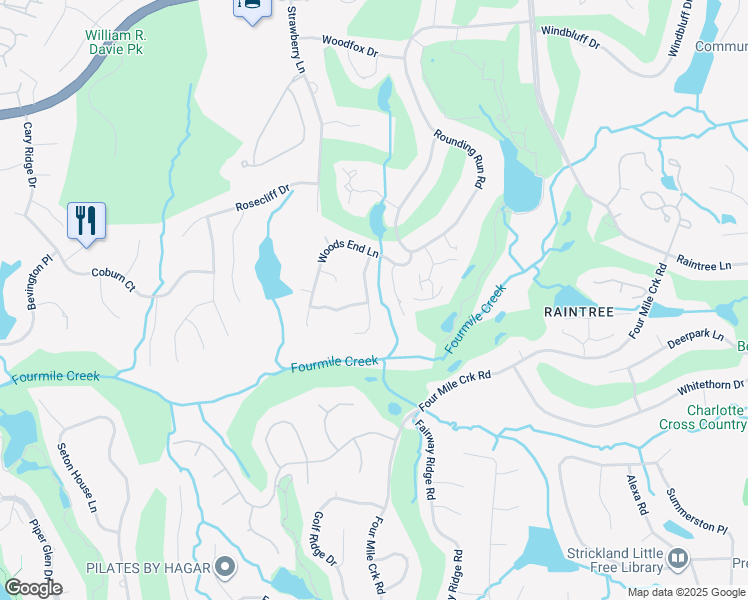 map of restaurants, bars, coffee shops, grocery stores, and more near 4752 Autumn Leaf Lane in Charlotte