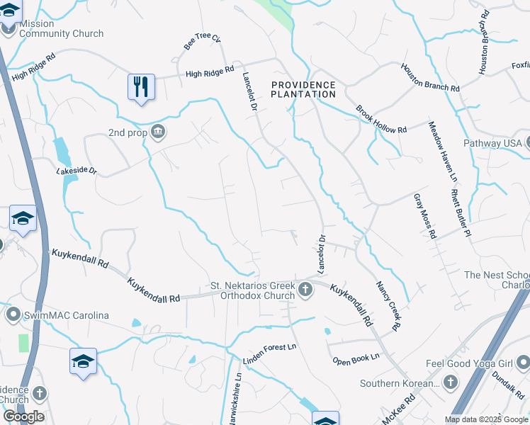 map of restaurants, bars, coffee shops, grocery stores, and more near 5042 Carillon Way in Charlotte