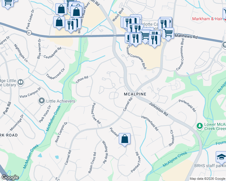 map of restaurants, bars, coffee shops, grocery stores, and more near 11071 Running Ridge Road in Charlotte