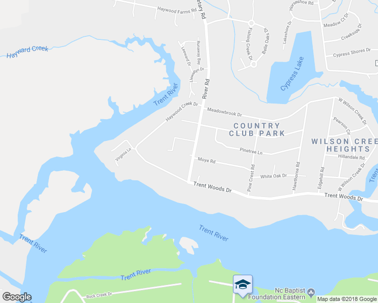 map of restaurants, bars, coffee shops, grocery stores, and more near 603 River Road in New Bern