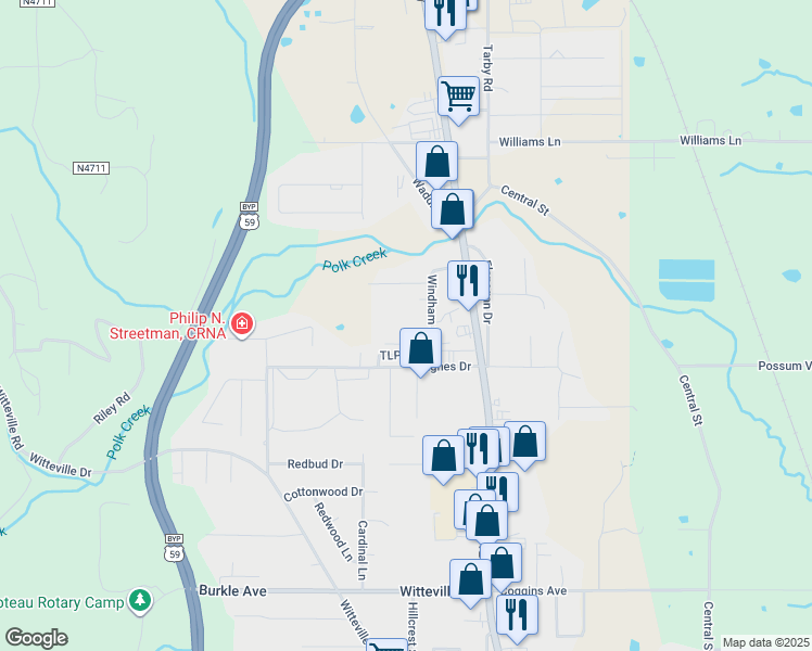 map of restaurants, bars, coffee shops, grocery stores, and more near 101-199 Windham Street in Poteau