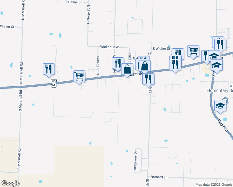 map of restaurants, bars, coffee shops, grocery stores, and more near 14 Cemetery Street in Vilonia