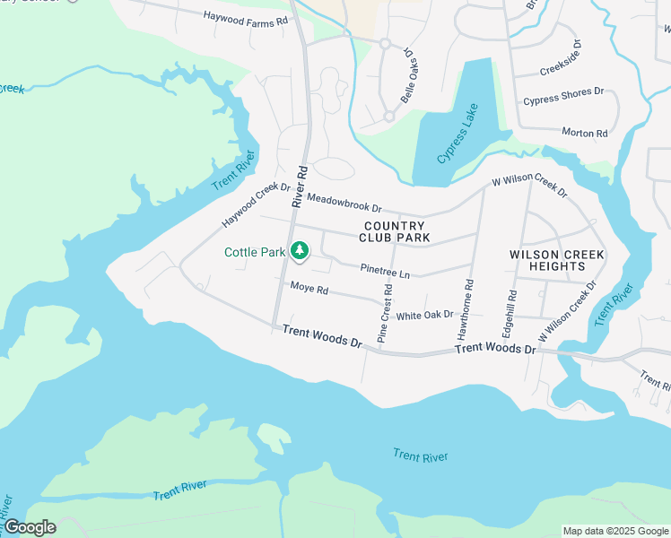 map of restaurants, bars, coffee shops, grocery stores, and more near 5215-5217 Pinetree Lane in Trent Woods