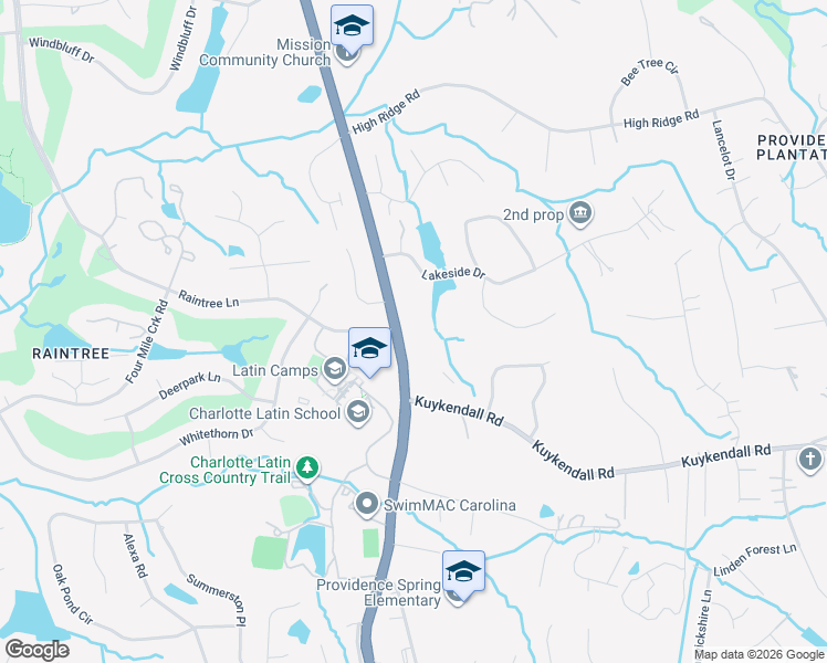 map of restaurants, bars, coffee shops, grocery stores, and more near 9319 Providence Road in Charlotte