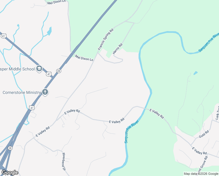 map of restaurants, bars, coffee shops, grocery stores, and more near 460 Duggan Road in Jasper