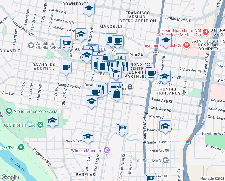 map of restaurants, bars, coffee shops, grocery stores, and more near 300 Titanium Street in Albuquerque