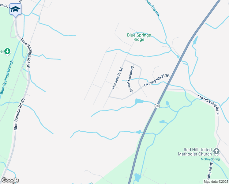 map of restaurants, bars, coffee shops, grocery stores, and more near 210 Farmway Drive Southeast in Cleveland