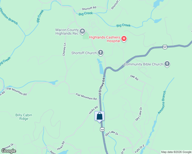 map of restaurants, bars, coffee shops, grocery stores, and more near 96 Sparkling Lakes Road in Highlands