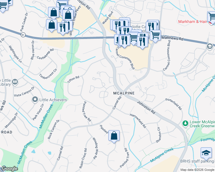 map of restaurants, bars, coffee shops, grocery stores, and more near 11071 Running Ridge Road in Charlotte