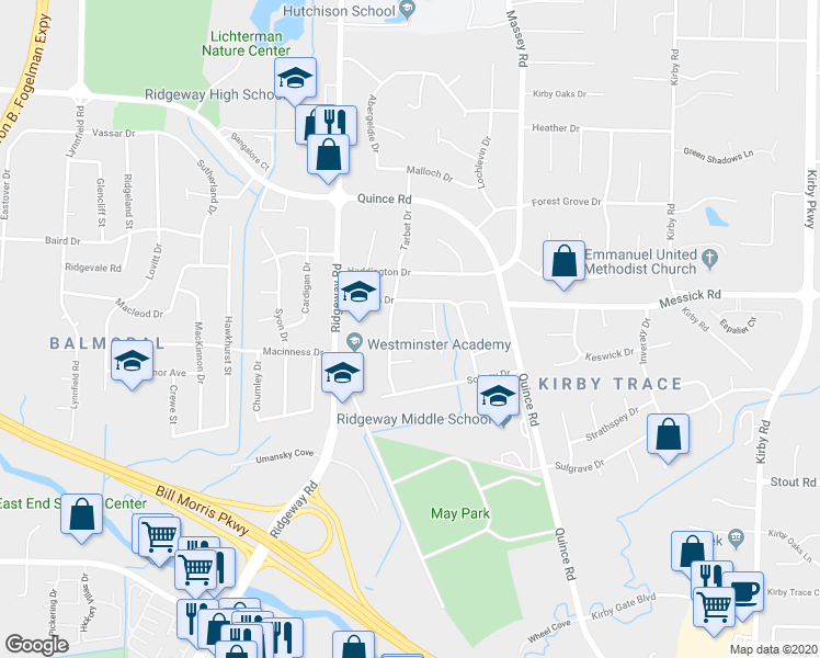 map of restaurants, bars, coffee shops, grocery stores, and more near 6224 Lorne Cove in Memphis