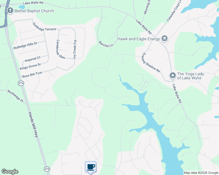map of restaurants, bars, coffee shops, grocery stores, and more near 644 Highland Ridge Point in Clover