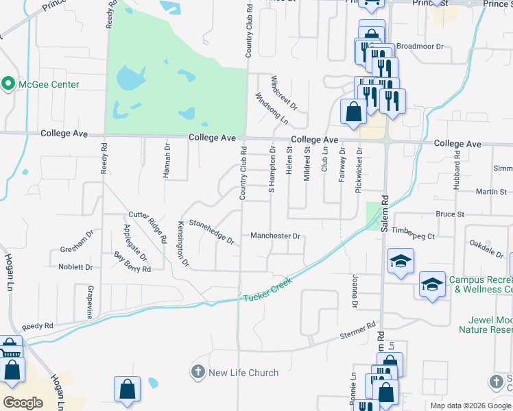 map of restaurants, bars, coffee shops, grocery stores, and more near 3183 Stimple Drive in Conway