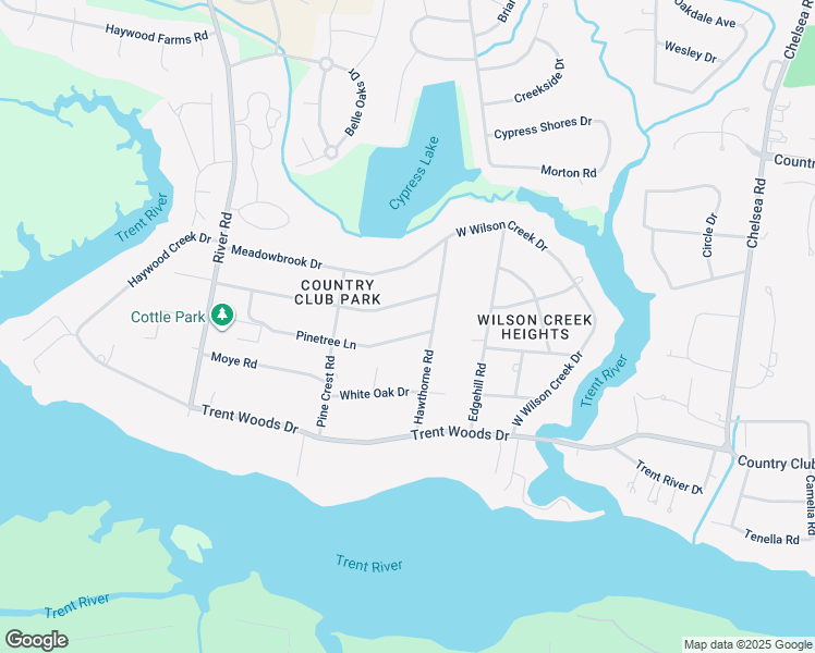 map of restaurants, bars, coffee shops, grocery stores, and more near 5104 Pinetree Lane in Trent Woods