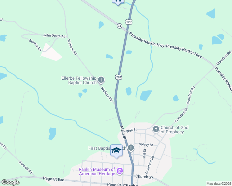 map of restaurants, bars, coffee shops, grocery stores, and more near 2403 U.S.220 in Ellerbe