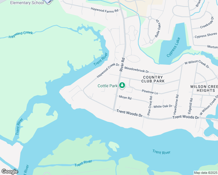 map of restaurants, bars, coffee shops, grocery stores, and more near 5305 Hatcher Rd in Trent Woods