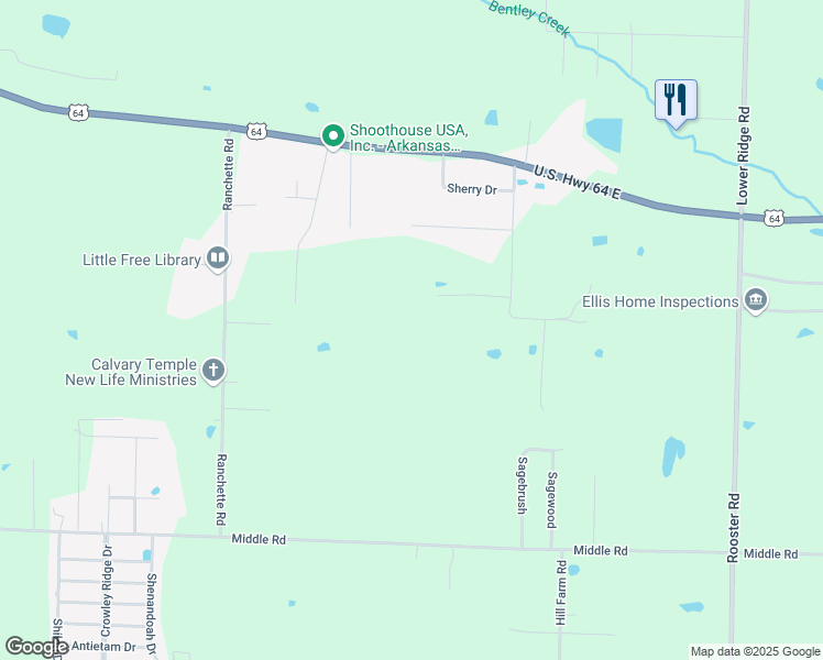 map of restaurants, bars, coffee shops, grocery stores, and more near  in Conway