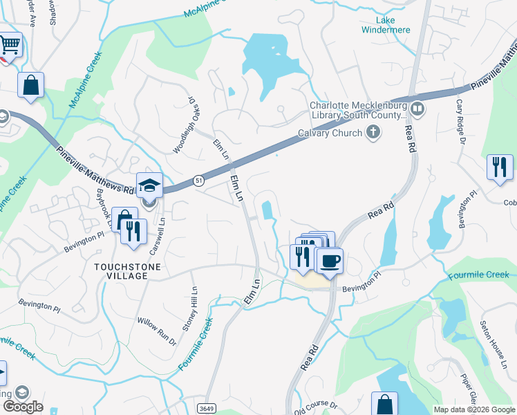 map of restaurants, bars, coffee shops, grocery stores, and more near in Charlotte