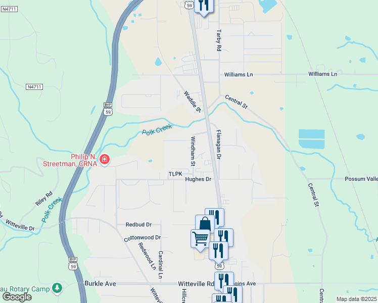 map of restaurants, bars, coffee shops, grocery stores, and more near 101-199 Windham Street in Poteau