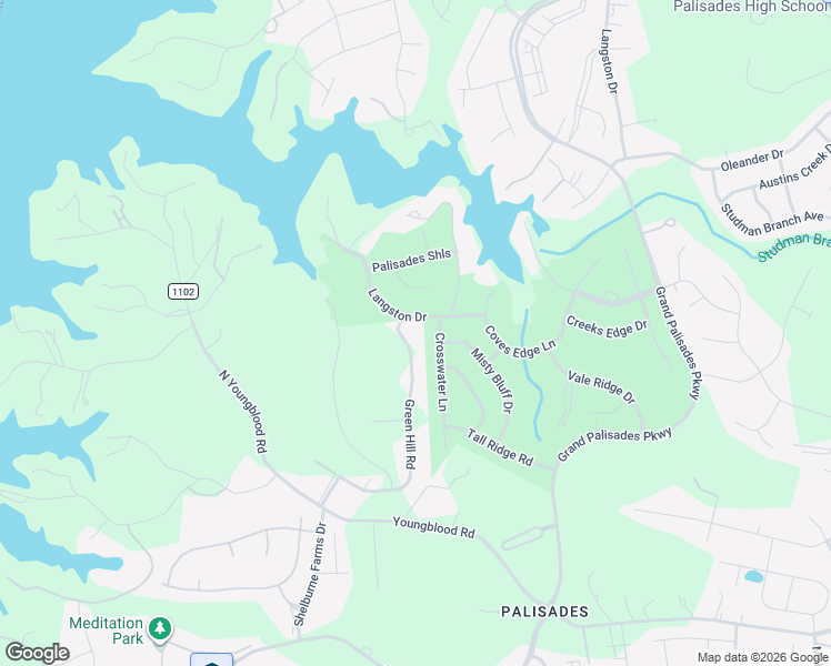 map of restaurants, bars, coffee shops, grocery stores, and more near 17005 Green Hill Road in Charlotte