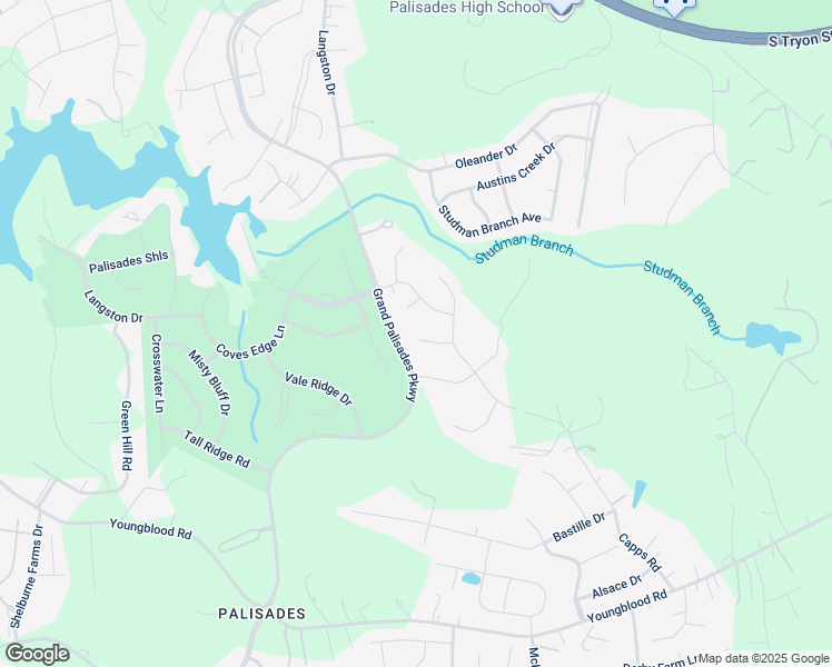 map of restaurants, bars, coffee shops, grocery stores, and more near 14808 High Bluff Court in Charlotte