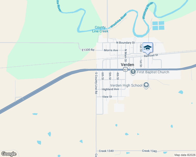 map of restaurants, bars, coffee shops, grocery stores, and more near 109 Section Line Road in Verden