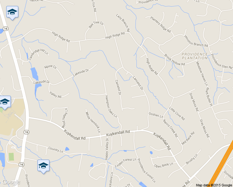 map of restaurants, bars, coffee shops, grocery stores, and more near 5617 Camelot Drive in Charlotte