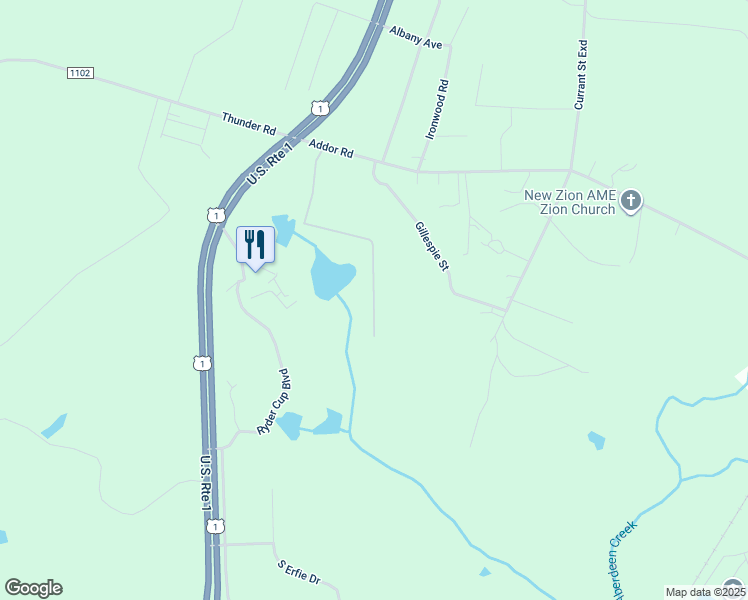 map of restaurants, bars, coffee shops, grocery stores, and more near Folley Drive in Moore County