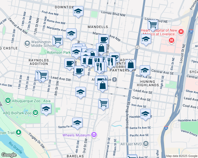 map of restaurants, bars, coffee shops, grocery stores, and more near 300 Titanium Street in Albuquerque