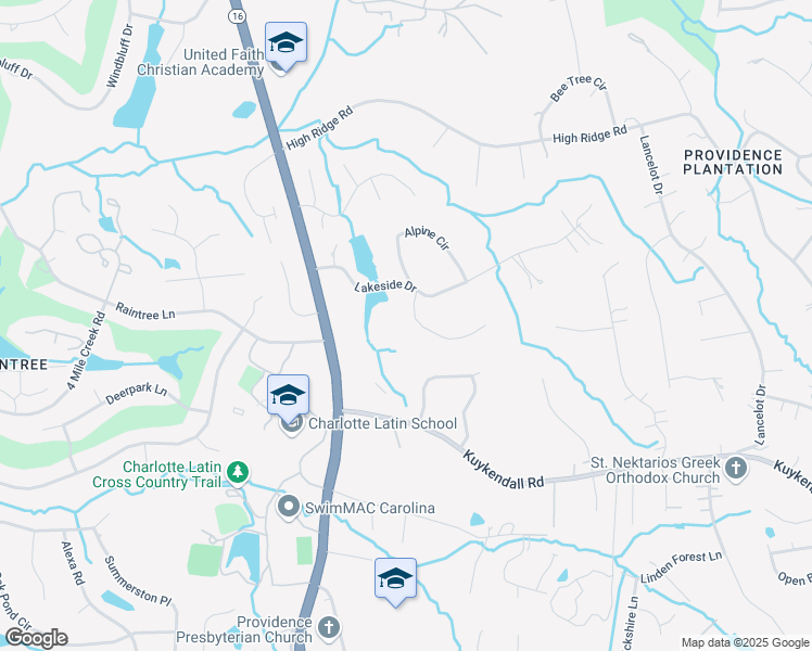 map of restaurants, bars, coffee shops, grocery stores, and more near 9313 Valley Road in Charlotte