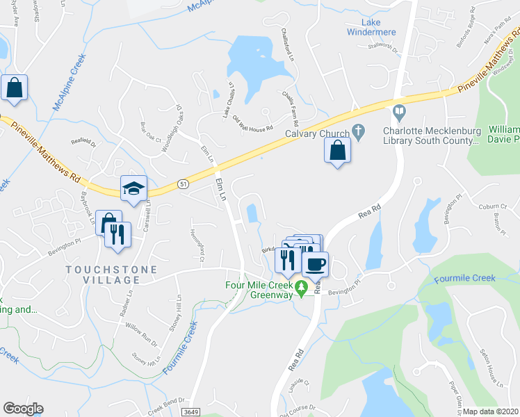 map of restaurants, bars, coffee shops, grocery stores, and more near 9014 Sandpiper Drive in Charlotte
