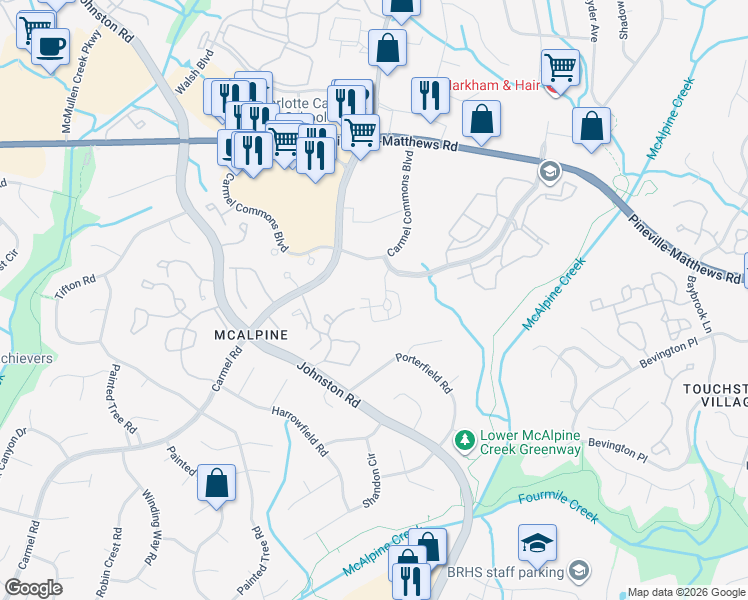 map of restaurants, bars, coffee shops, grocery stores, and more near in Charlotte