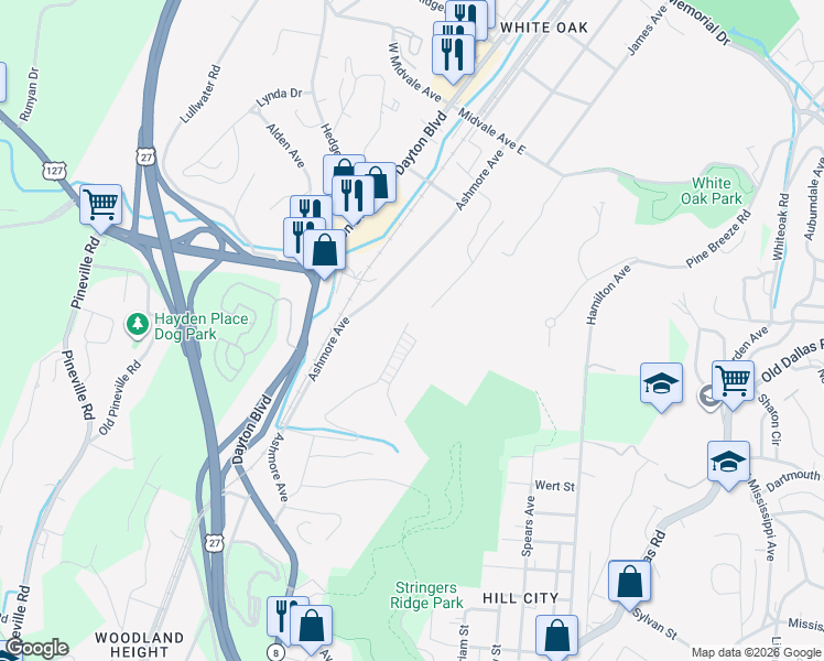 map of restaurants, bars, coffee shops, grocery stores, and more near 20 Mason Drive in Chattanooga